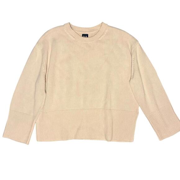 GAP Minimalist Cream Sweater – Neutral Ribbed Hem – Y2K Soft Knit – Size Large - Picture 1 of 5